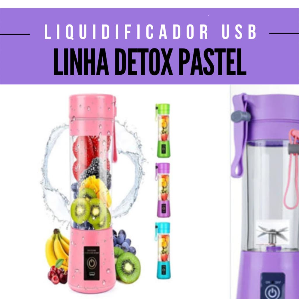 Mini Liquidificador Portátil USB 6 Lâminas – Mixer Shake Detox Sucos Viagem Recarregável