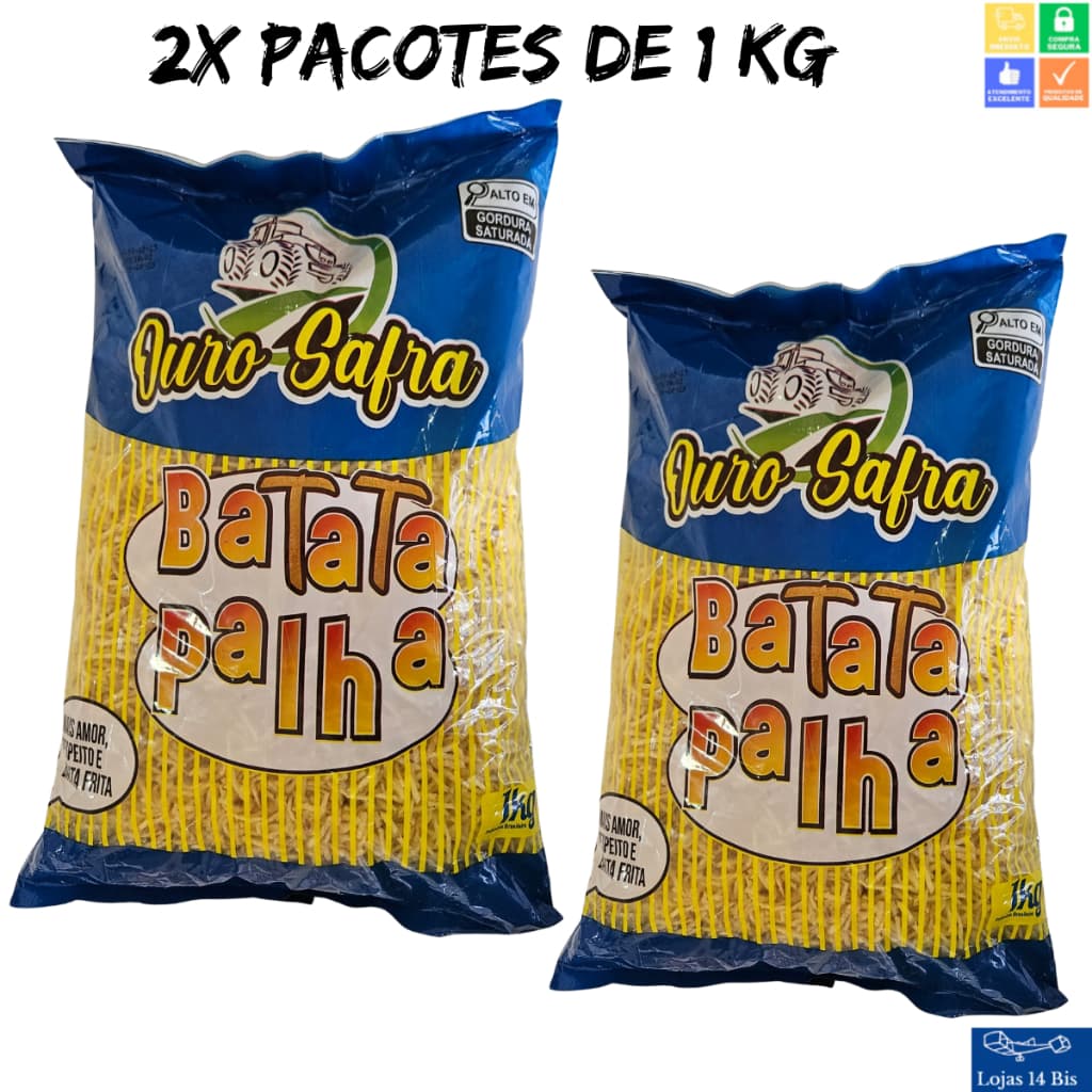 2 Kg Batata Palha Ouro Safra Sequinha Crocante Fresquinha Sem Glúten Sul de Minas