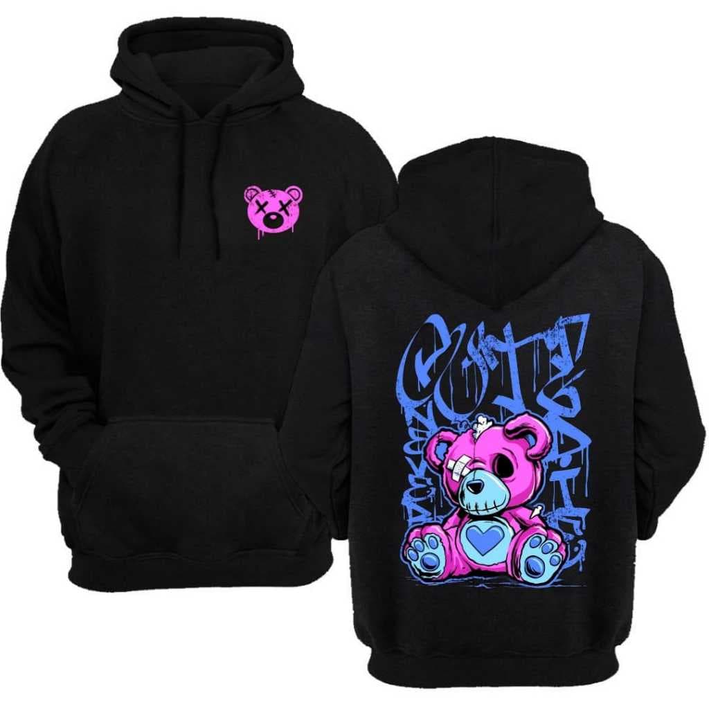 MOLETOM CANGURU ADULTO E INFANTIL COM BOLSO E CAPUZ URSO STREETWEAR LANÇAMENTO MODA