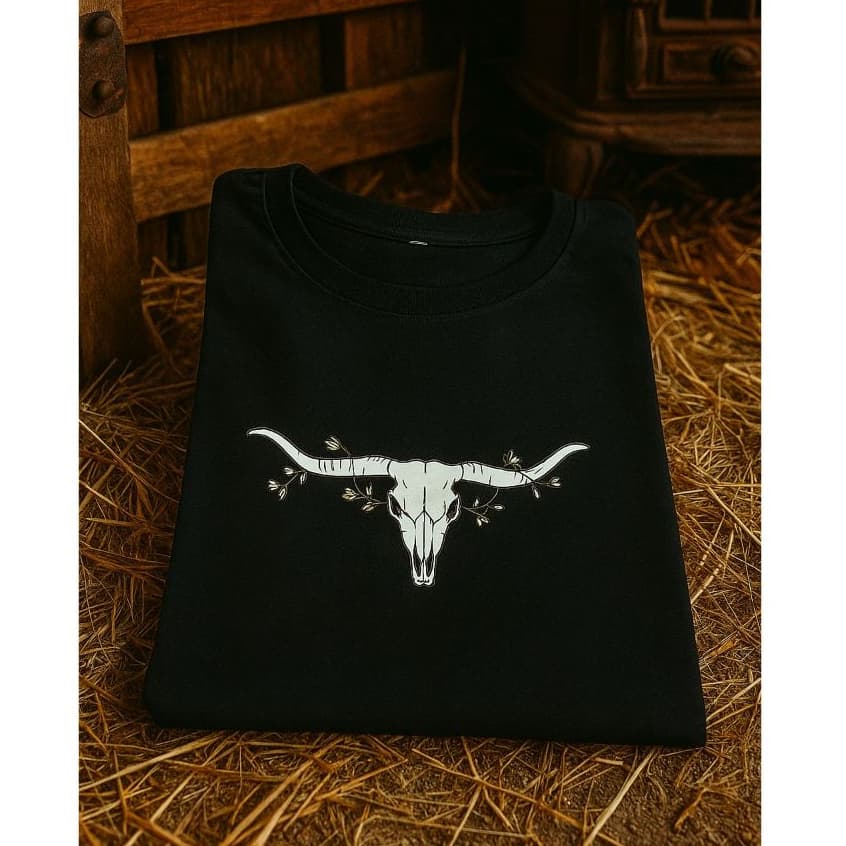 Tshirt Boiadeira Estampa Boi Flores Delicada Baby Look Camiseta Feminina Moda Country
