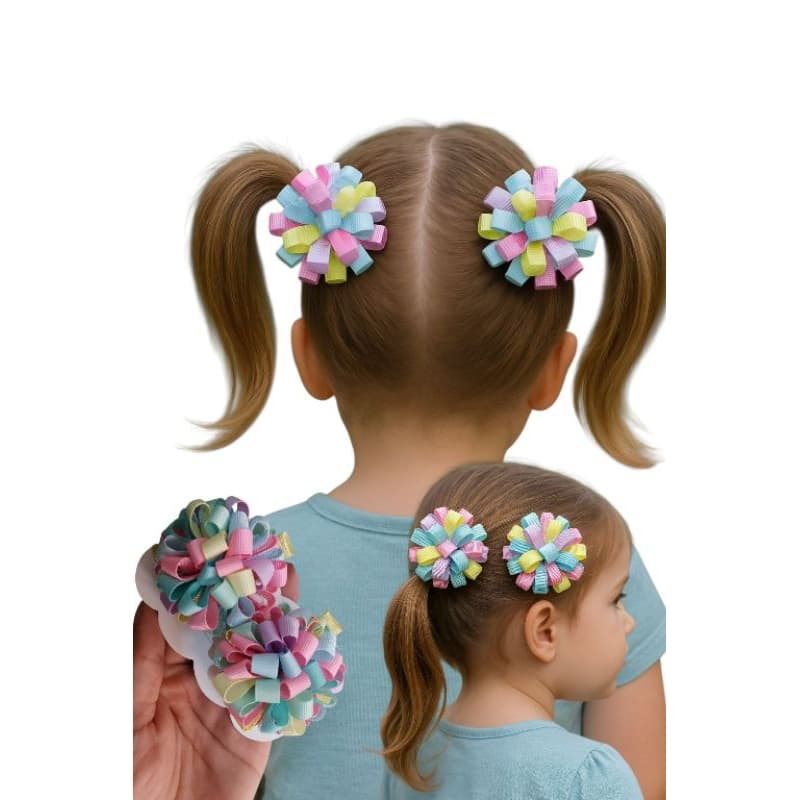 Par de Laço/Pares de POMPOM/Duplinha de Laço na presilha/Laço ESCOLAR/Pompom de fita