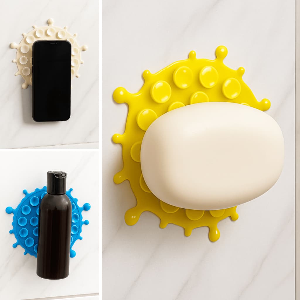 VENTOSA MULTIUSO SABONETEIRA SUPORTE CELULAR PORTA SHAMPOO CONDICONADOR BANHEIRO E COZINHA