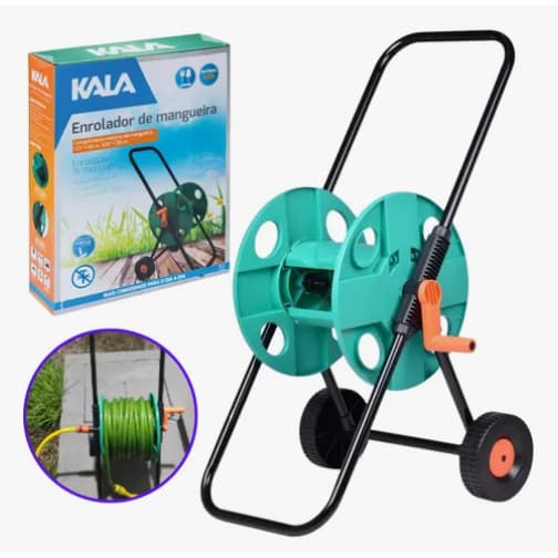 Enrolador Mangueira Com Rodasbase E Alça Com Estrutura Metálica Tubular; Manivela De Acionamento; Não Acompanha Mangueir