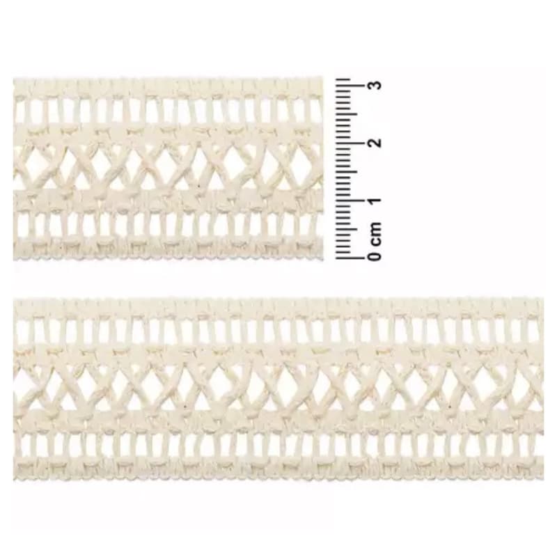 RENDA DE ALGODÃO SÃO JOSÉ REF.6523-P CRÚ 31MM COM 10 MTS