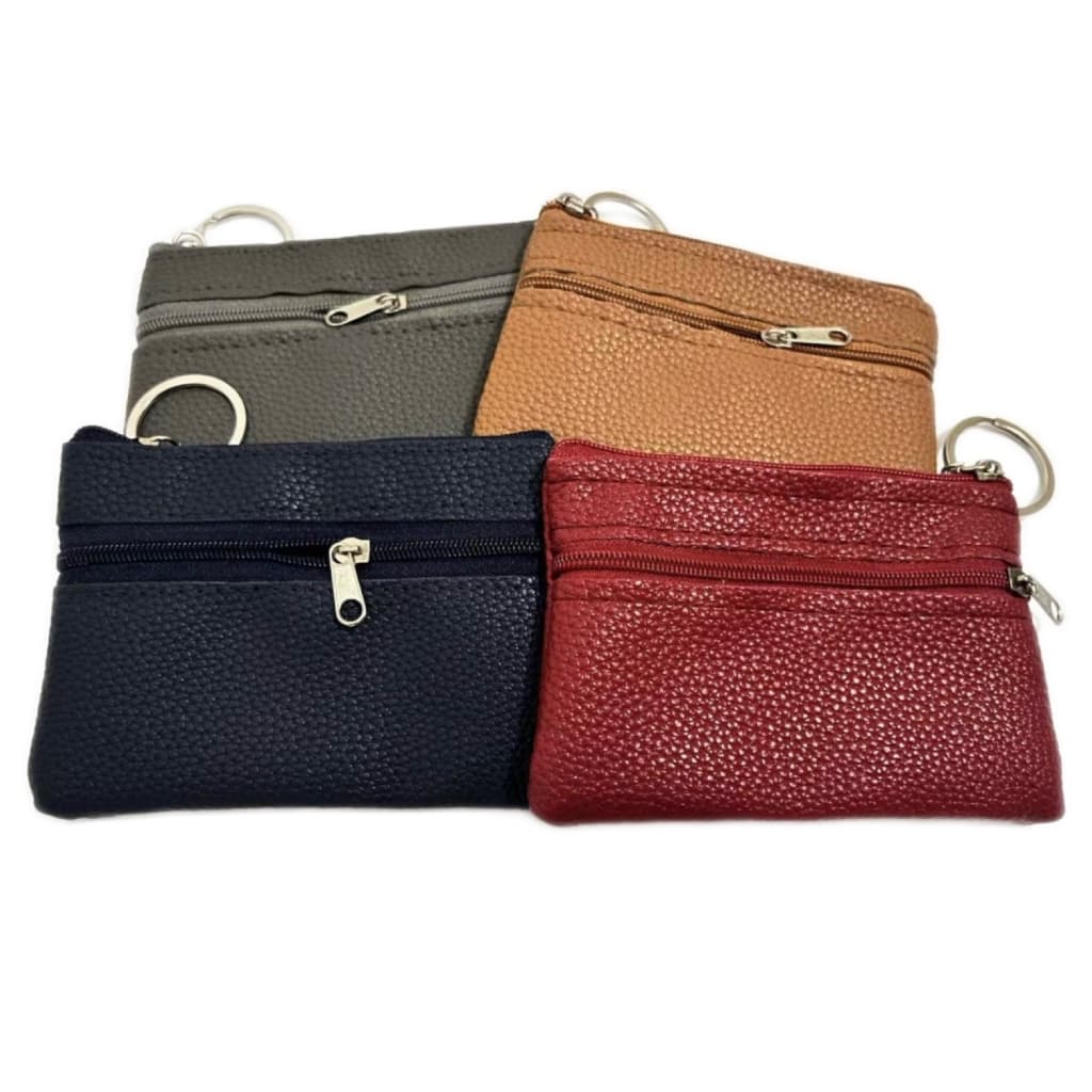 Porta Moedas Níquel de Couro Ecológico Chaveiro com Zíper Unisex