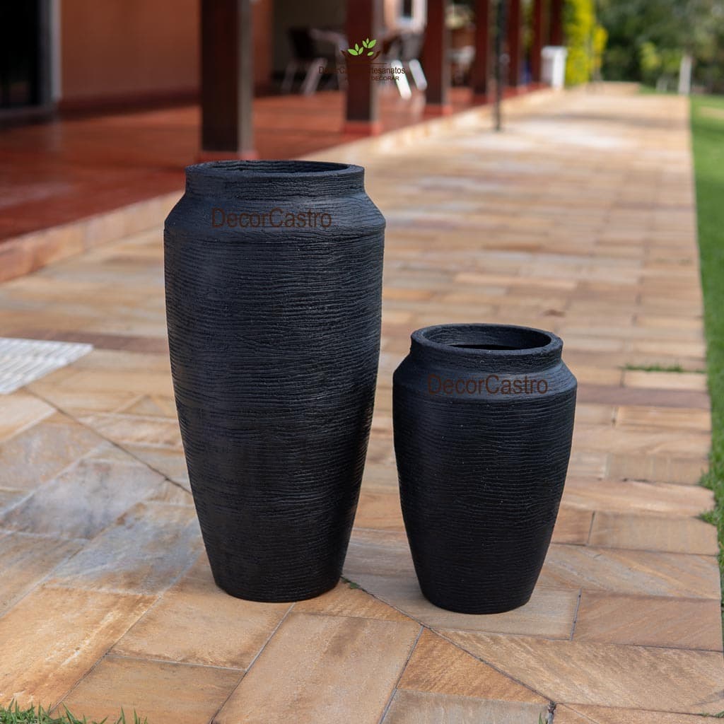 Kit 2 Vasos para Plantas Jarro Tailandês Jateado P/M em Polietileno Decorativo Jardim Moderno
