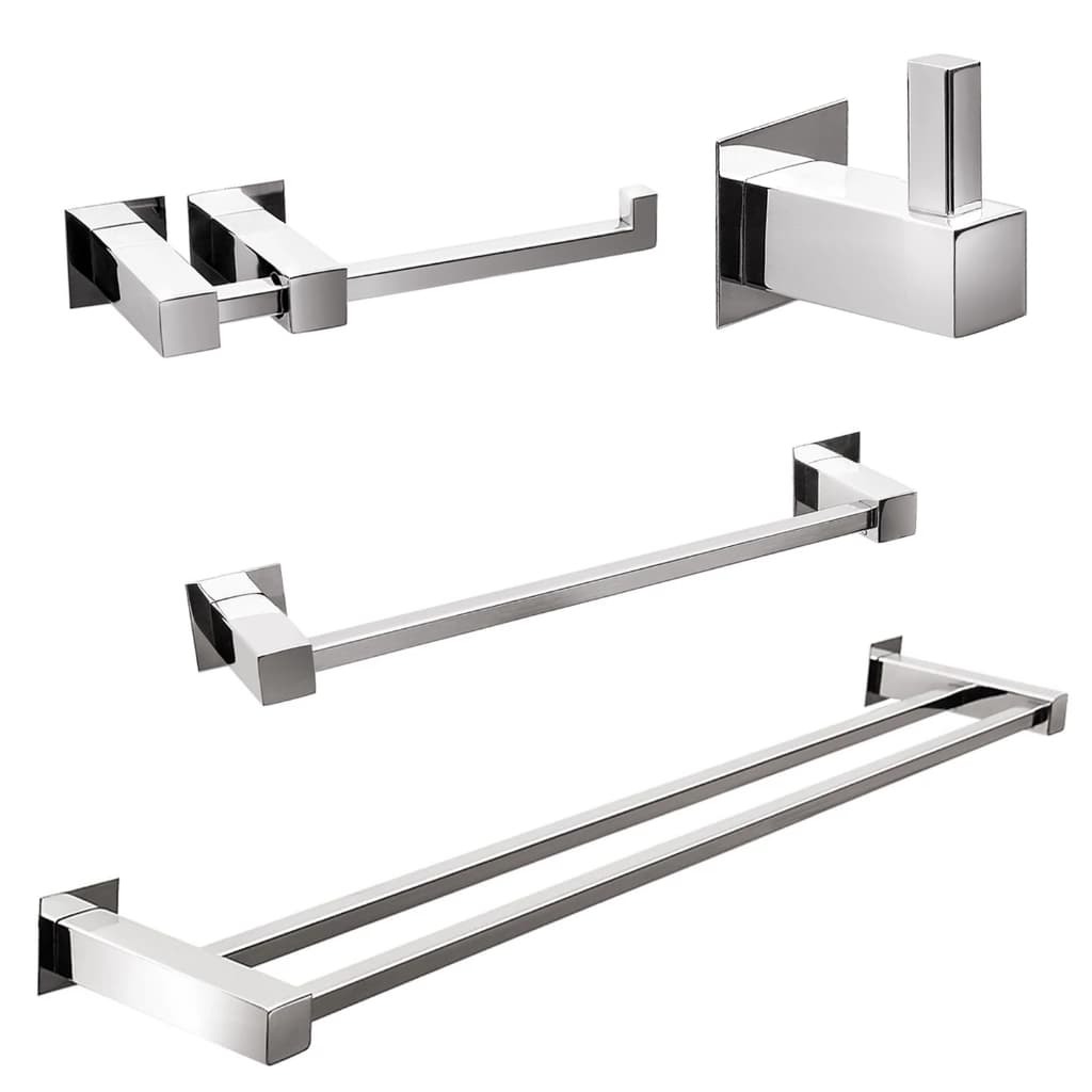 Kit Acessórios para Banheiros 4 peças inox - Kromus KITQD4A