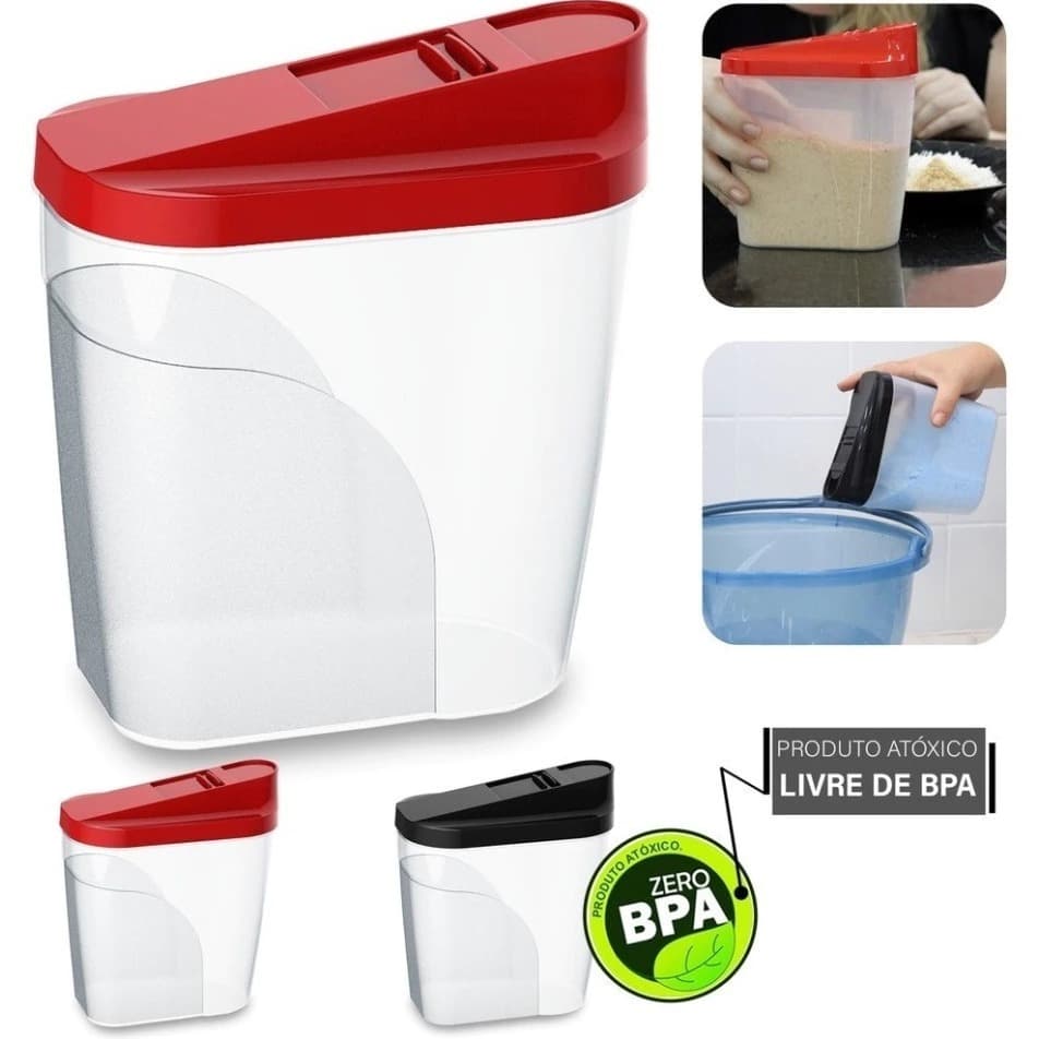Porta Sabão/Açucareiro/Farinheiro Multiuso 900ml Tampa Abre e Fecha