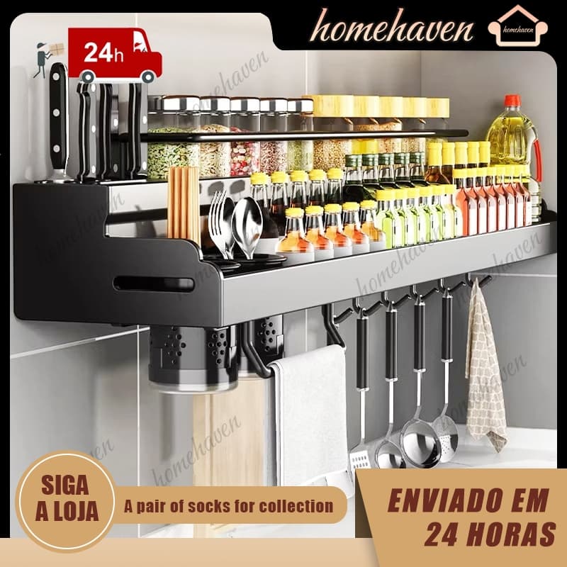 Organizador De Condimento Montado Na Parede Spice Rack Armazenamento De Louça