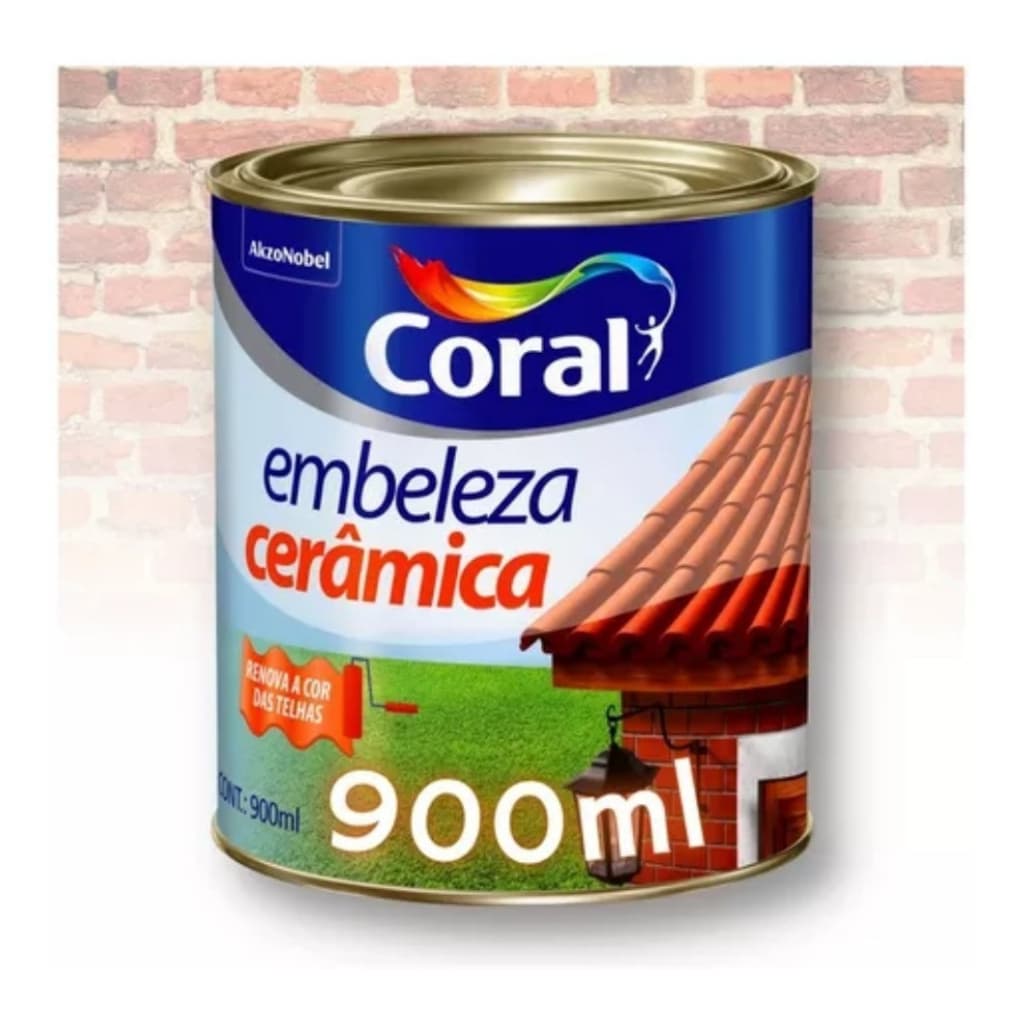 Tinta Esmalte Embeleza Cerâmica Para Telhas e Tijolos 900ml Coral cor Ceramica