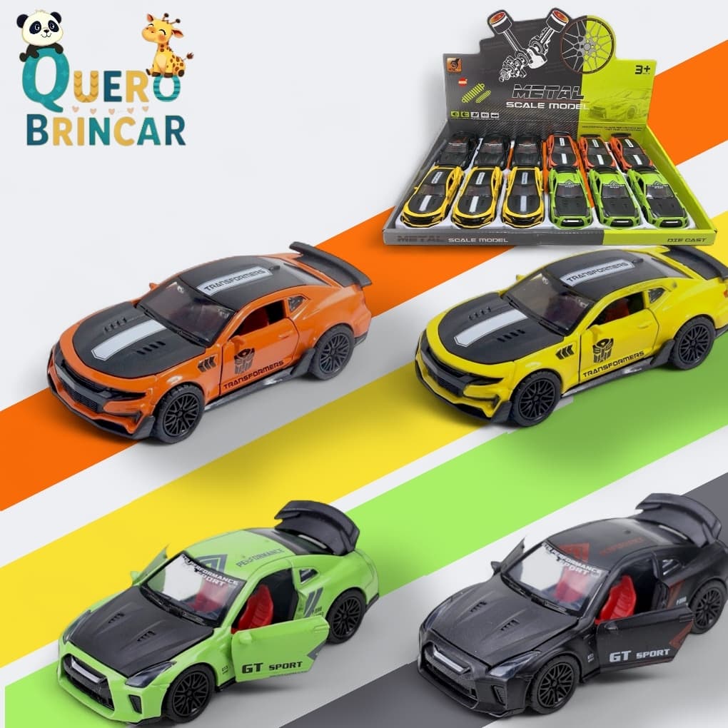 Carrinho Esportivo GT com Fricção e Portas que Abrem – De Miniaturas para crianças ou colecionadores