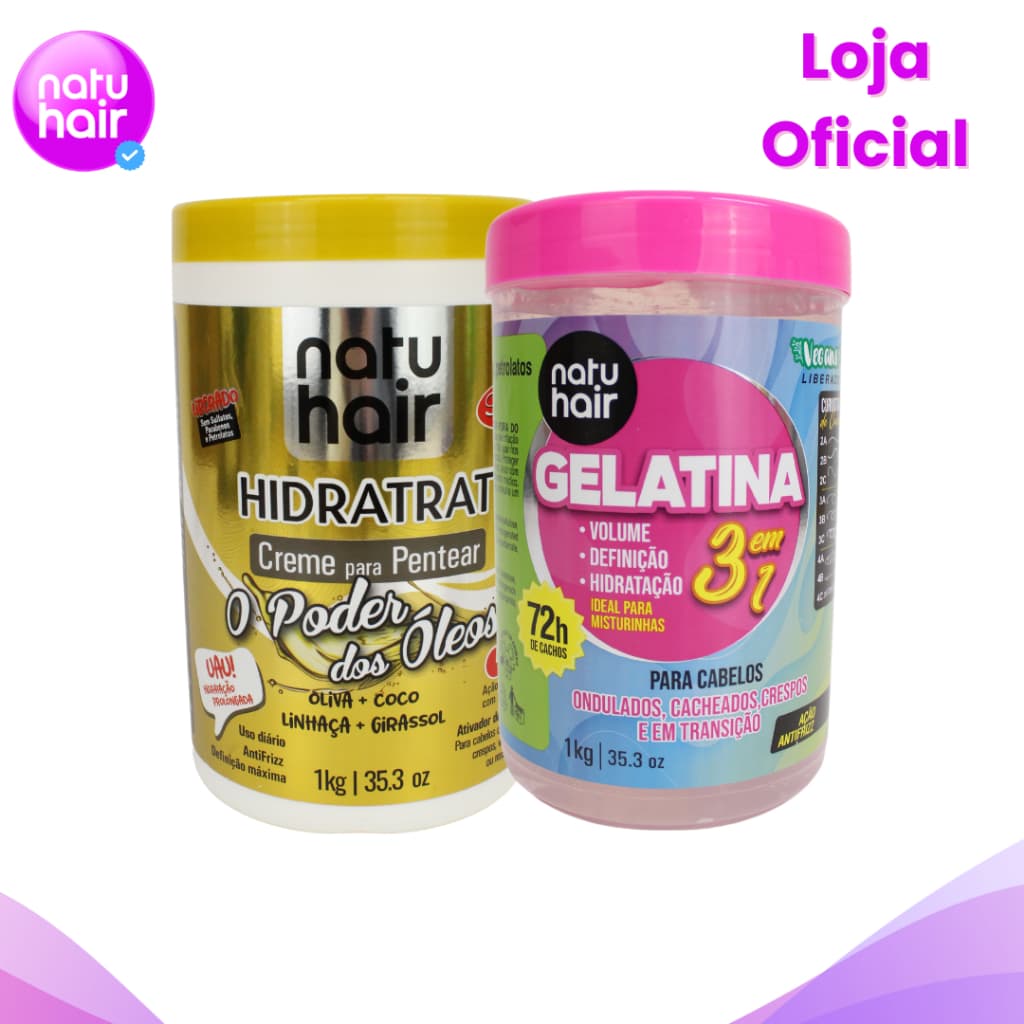 Kit  Creme para Pentear Yes Banana + Gelatina modeladora de cachos 3 em 1 Natuhair 1 KG