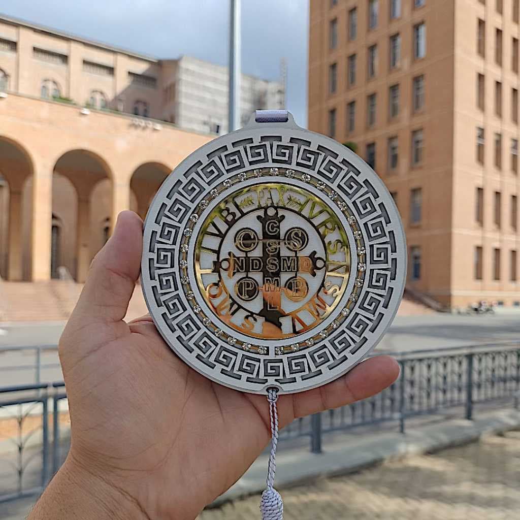 Mandala Adorno Religiosa MDF 15 cm ( Nossa Senhora Aparecida, São Bento, Divino e Gratidão )