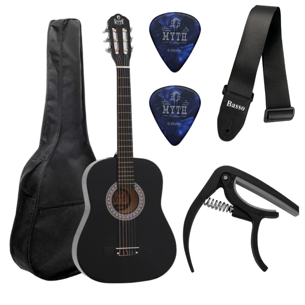 Kit Violão Nylon Acústico Infanto Juvenil Capa Correia Capotraste e 2 Palhetas
