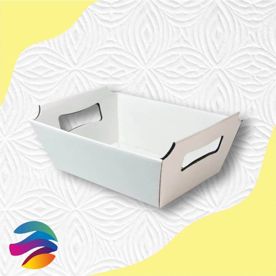 CESTA PAPEL BRANCO, 330G - Páscoa; Cesta de Chocolate; Café da manhã- TAMANHO G- CX002