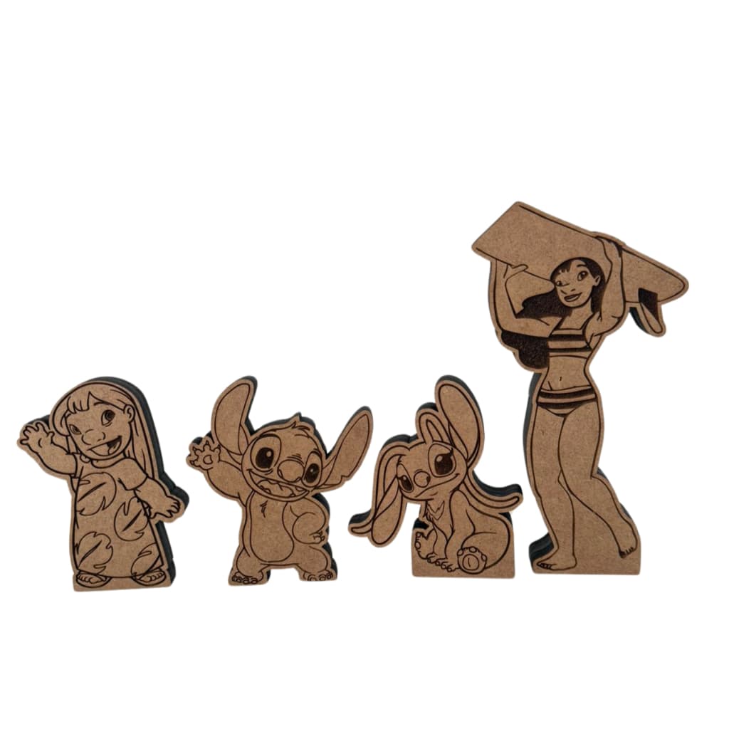 Kit Personagens em MDF para Pintar – Lilo & Stitch – Atividade Criativa Infantil