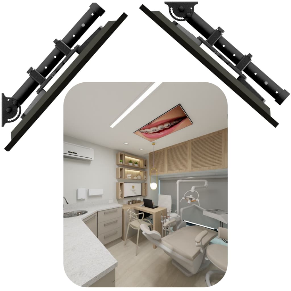 Suporte de Teto para TV 32" a 55" Odontologia Inclinável Articulado Regulável VESA Universal Clínica Dentista Nf