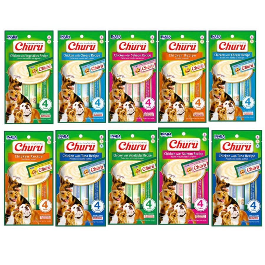 Petisco para Caes Purê Churu Dog Inaba Kit com 10 9 8 7 Pacotes Variados original promoção