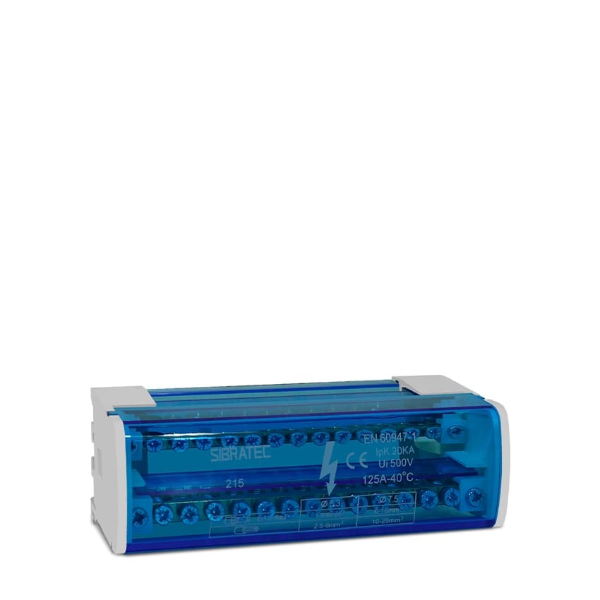 Bloco de Distribuição Modular com 2 Barramentos X 15 Ligações - 125A - Fixação Trilho DIN (S112-02)