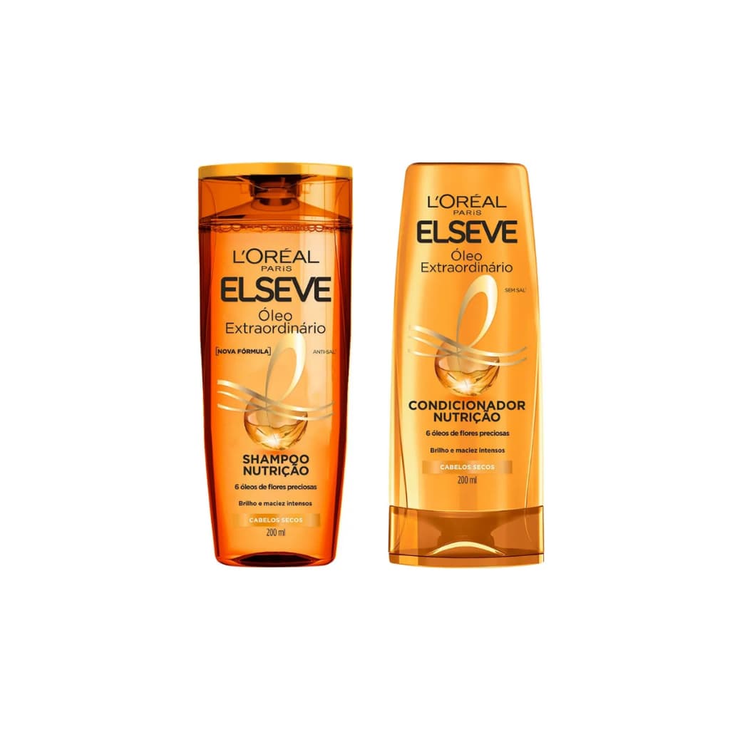 Kit Shampoo e Condicionador 200ml Elseve Oleo Extraordinario Nutrição Intensa
