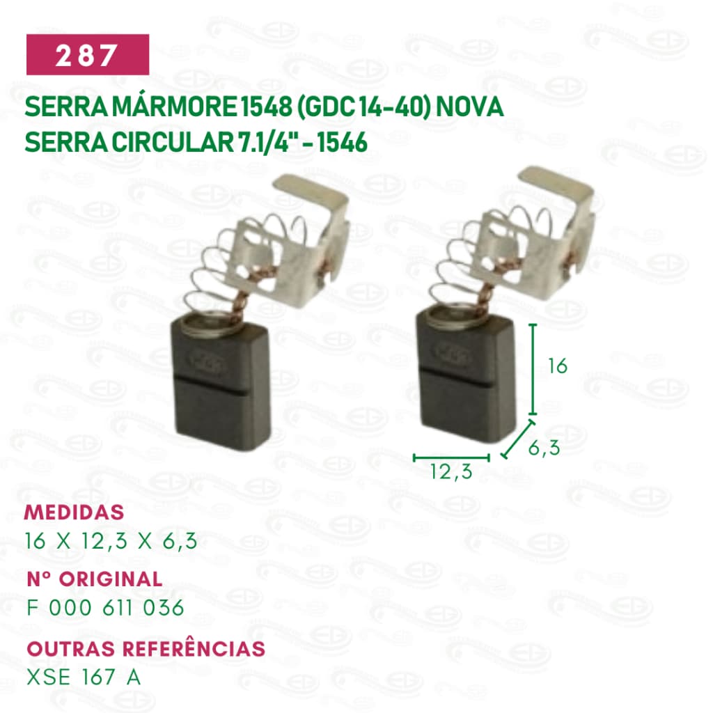 Escovas de carvão para serra mármore 1548 Skil (GDC 14-40) nova