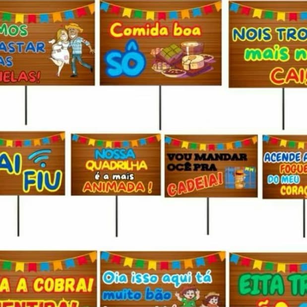 kit 10 plaquinhas Festa junina selfie para fotos