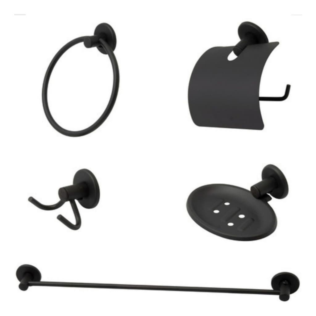 Kit Acessórios Para Banheiro Luxo 5 Peças Stander Preto