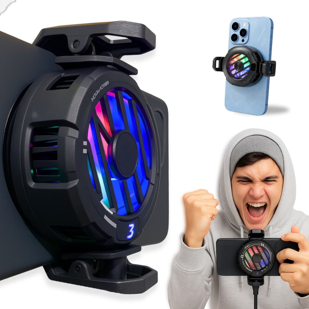 Cooler celular gamer MSR-715 RGB Magnetico Placa peltier Gela até 6 Graus