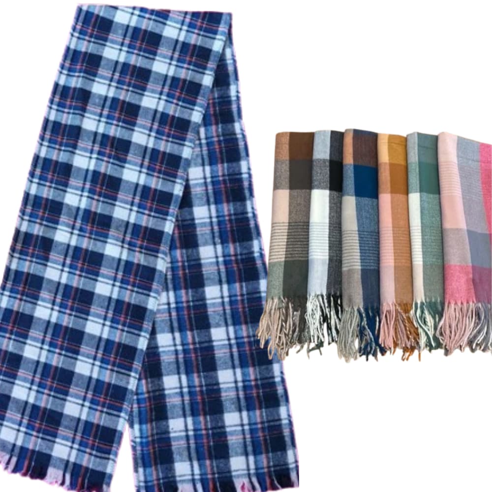 Cachecol Lenço Echarpe Xale Dupla Face Xadrez Malha Premium Inverno Grande Grossa Outono Frio Intenso Comprida Conforto