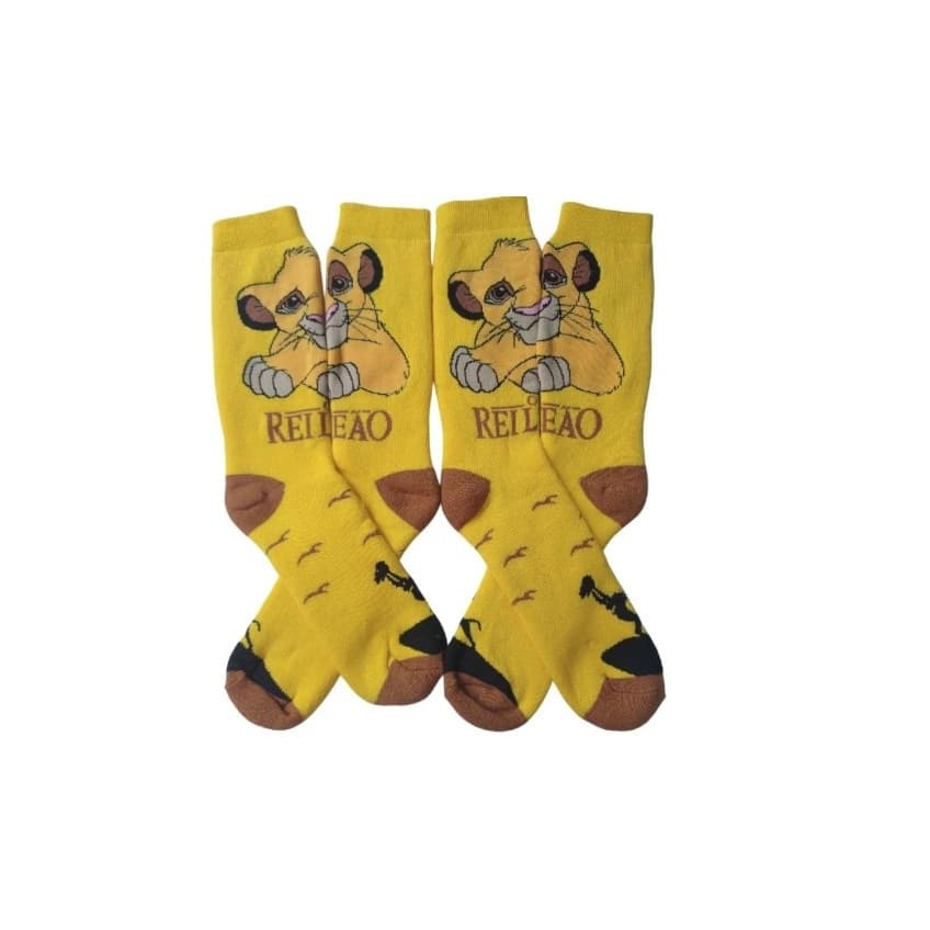 Meia Cano Longo Premium Simba O Rei Leão Disney Divertida • Confortável • Algodão Macio • Pronta Entrega!