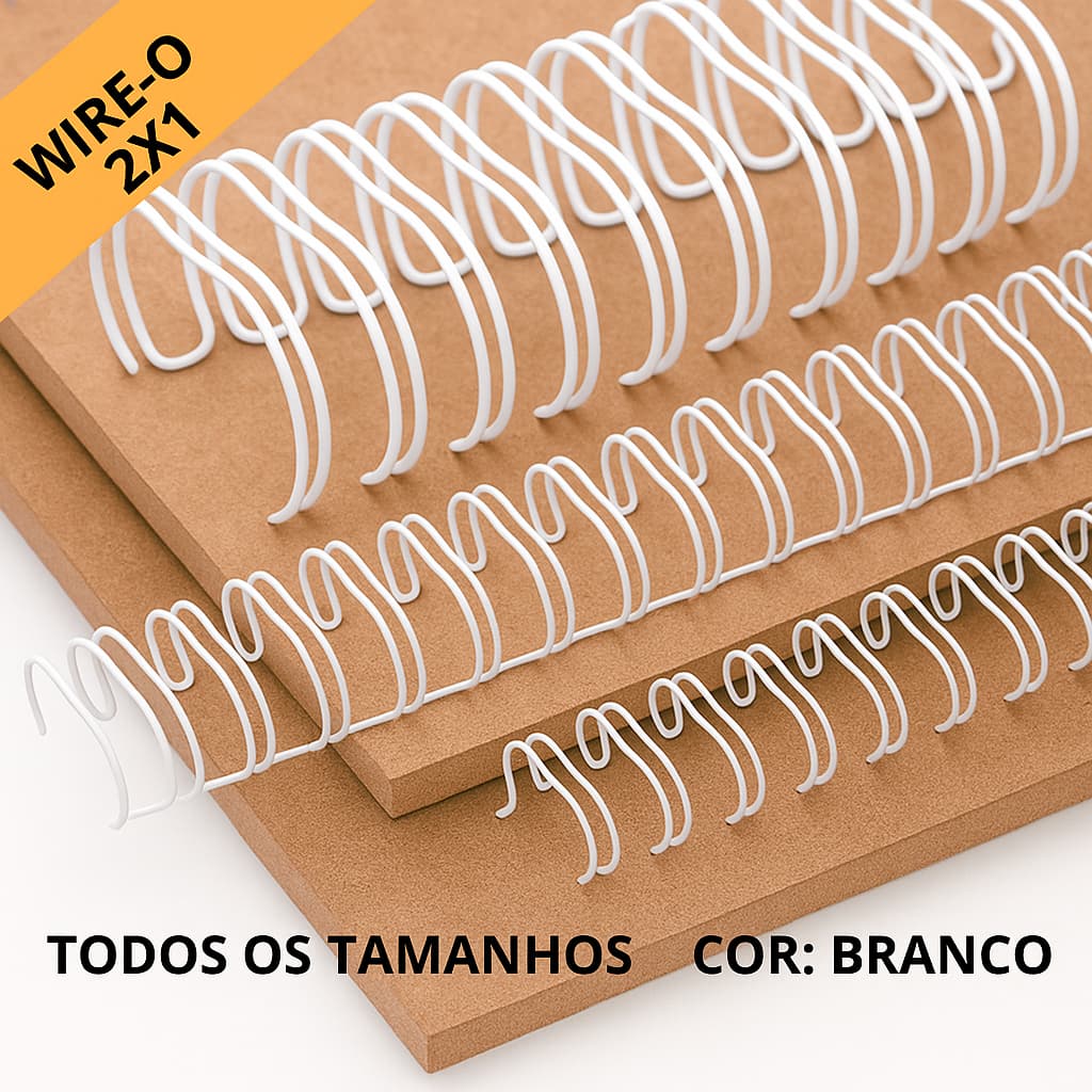 Kit 03 Unidades Wire-o/Garra Para Encadernação Duplo Anel A4 passo 2X1 - BRANCO