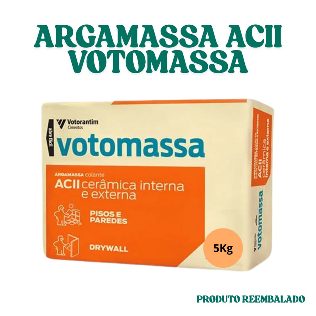Argamassa ACII Votomassa Interno-Externo Cz Cimentcola Flexível AC2 Votoran 5kg Embalagem Econômica