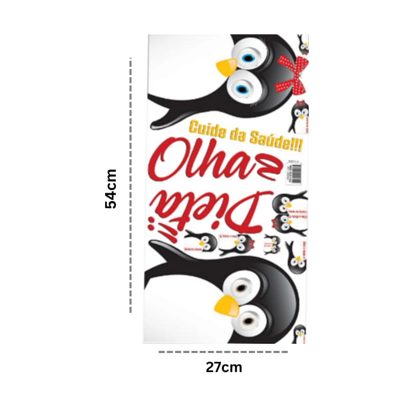 Adesivo Decorativo Geladeira 54x27 – Pinguins “Olha a Dieta”