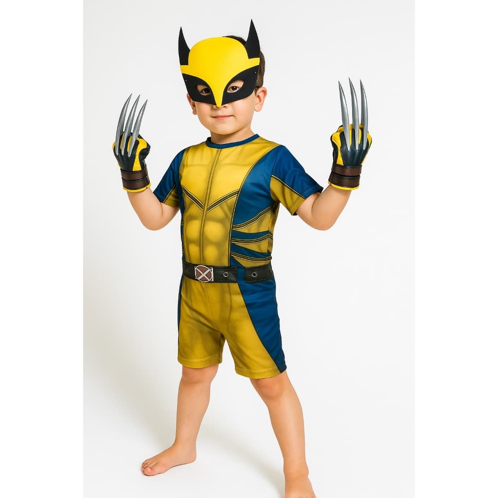 Fantasia Roupa Infantil Wolverine 2 Garras Máscara Envio Rap