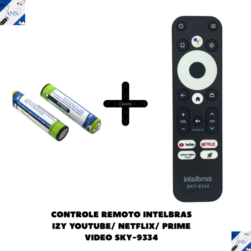 Controle Remoto Compatível com Inte l bras IZY com pilhas sky-9334