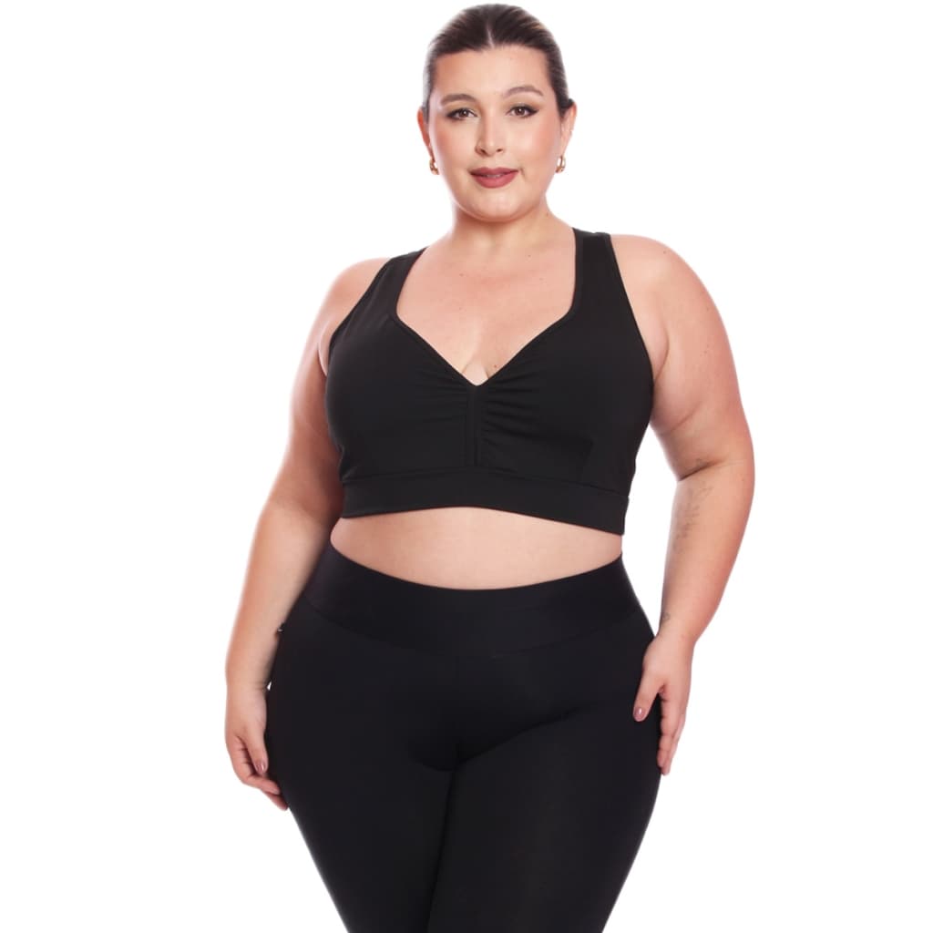 Top Fitness Plus Size Feminino Sem Bojo Academia Decote