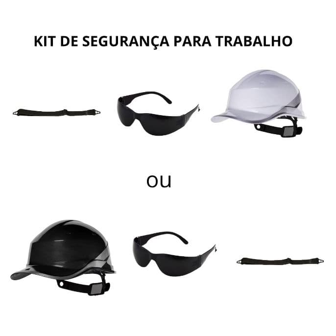 KIT DE SEGURANÇA PARA TRABALHO CAPACETE  + JUGULAR  +  ÓCULOS FUMÊ