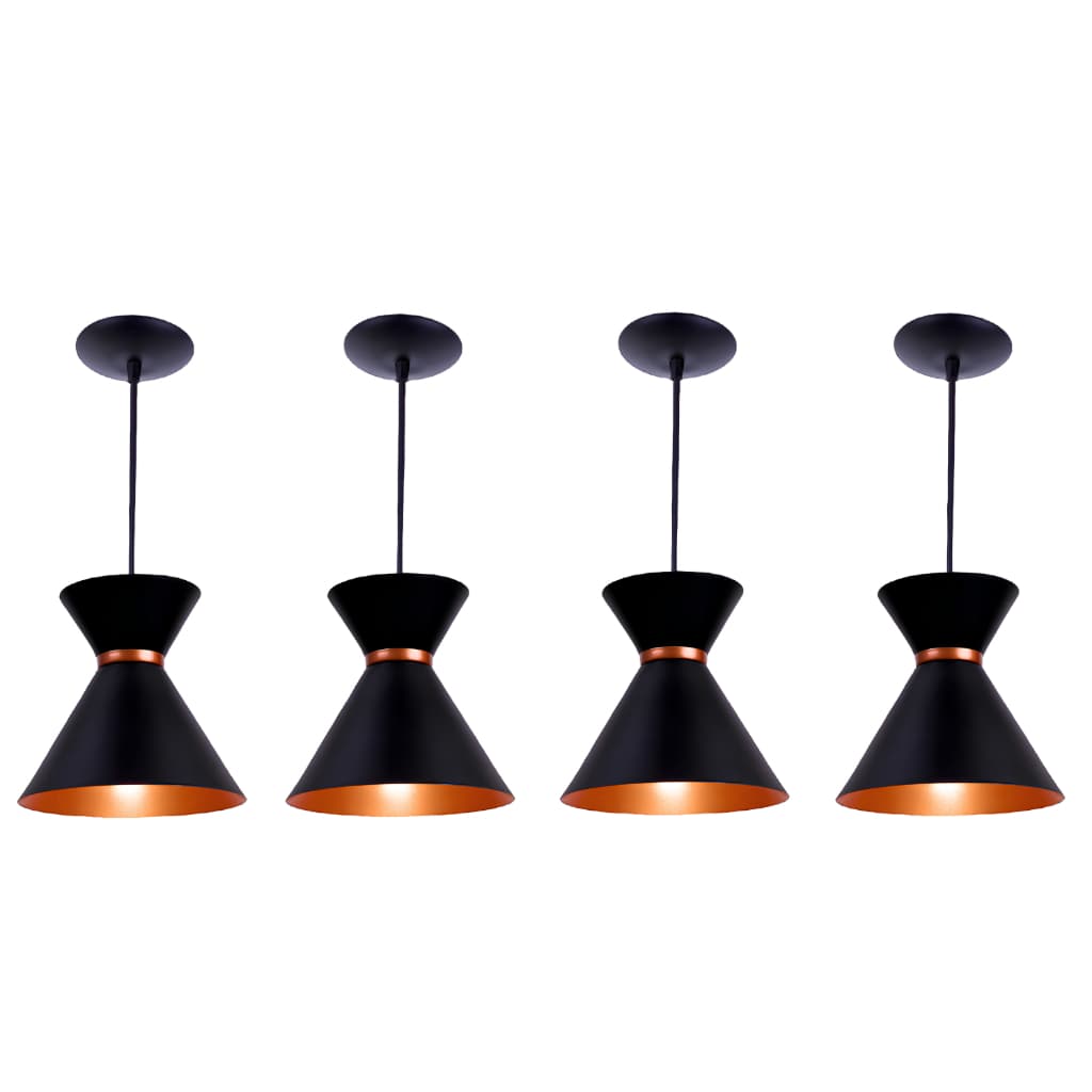 Pendente Moderno Decorativo Luxo Kit4 Modelo Vintage Aluminio Teto Casa Cozinha Ambiente Elegante