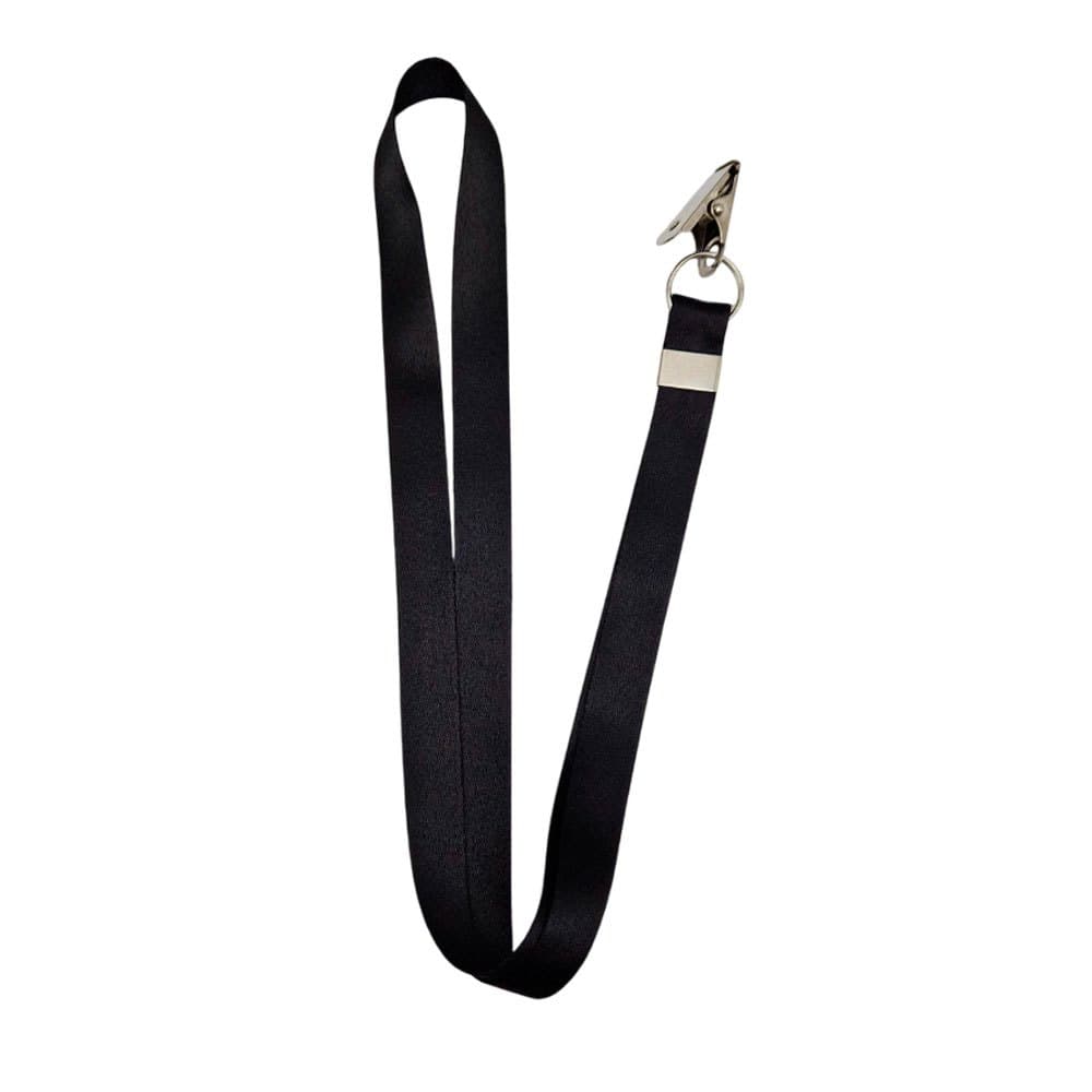 20 Cordões para Crachá Com Jacaré - 20mm - Preto