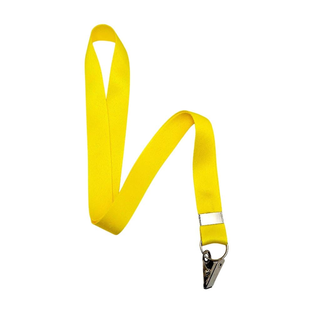 50 Cordões para Crachá Com Jacaré - 12mm - Amarelo