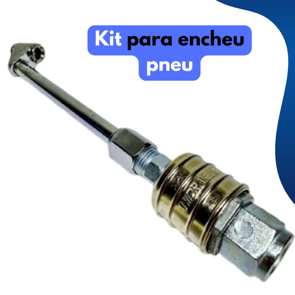 Kit Bico Encher Pneu, Pino de Engate e engate rápido Para Mangueira e Compressor