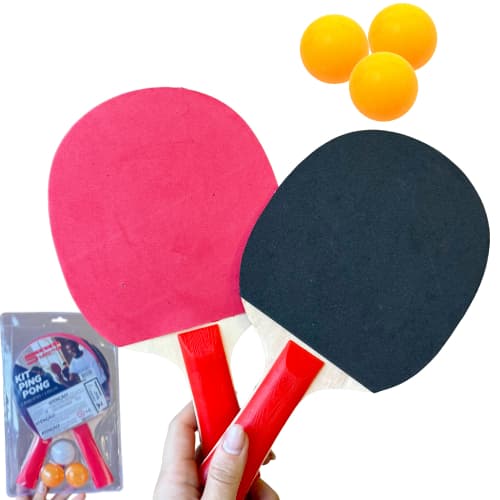 Kit 2 Raquetes Ping Pong Tênis De Mesa Profissional + 3 Bolas