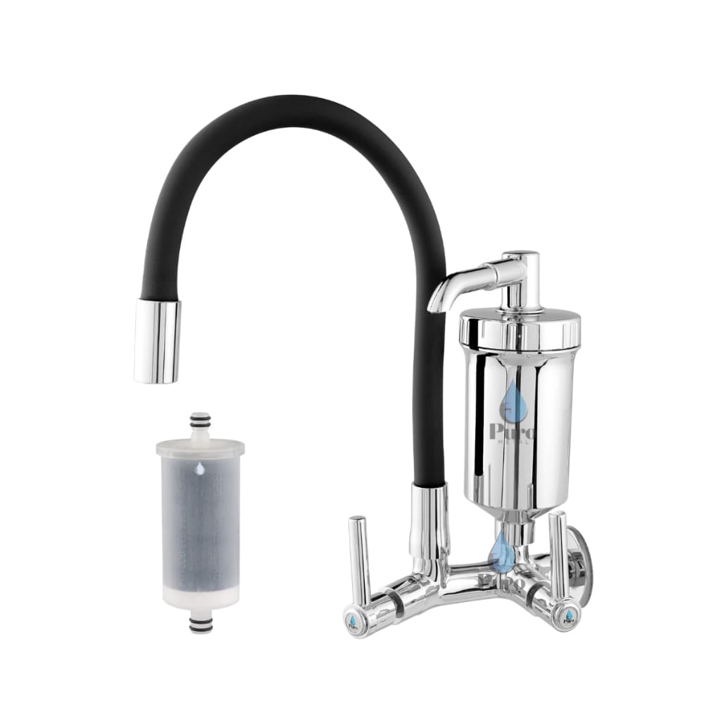 Torneira com Filtro Parede Cozinha Gourmet Flexível Abs 1/4 Volta Preta