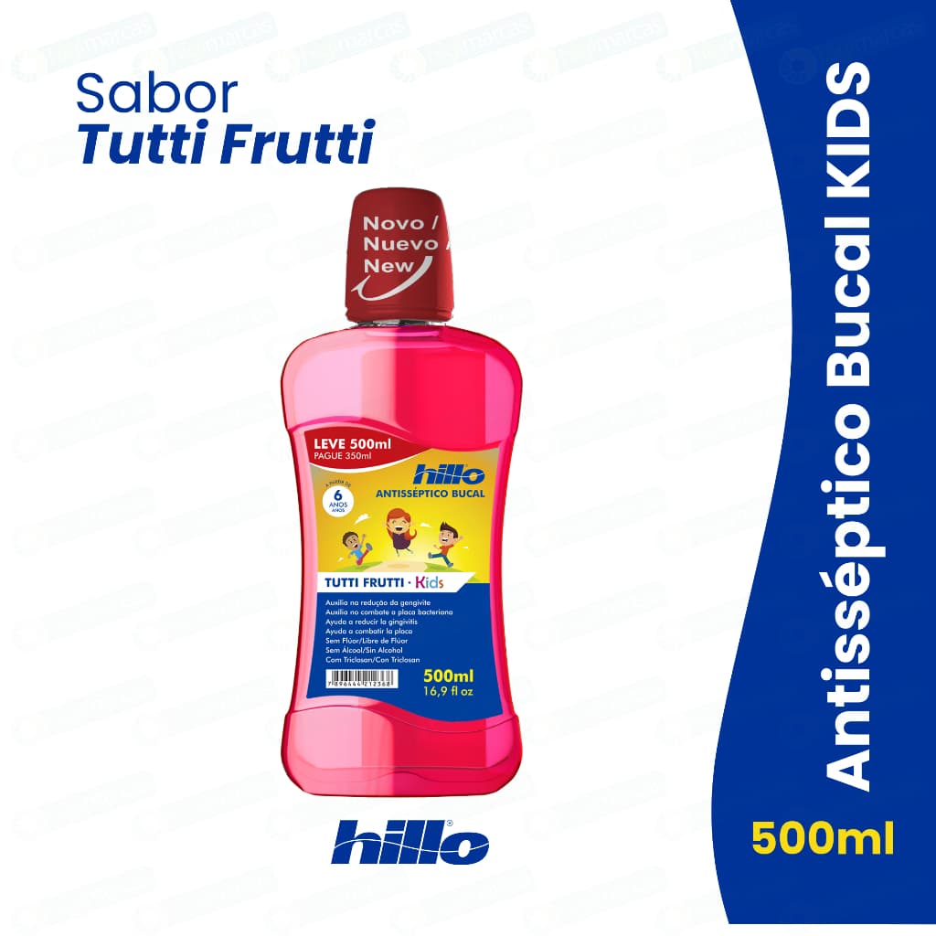 Enxaguante Bucal Infantil 500ml Hillo Tutti Frutti - Antisséptico Bucal Infantil