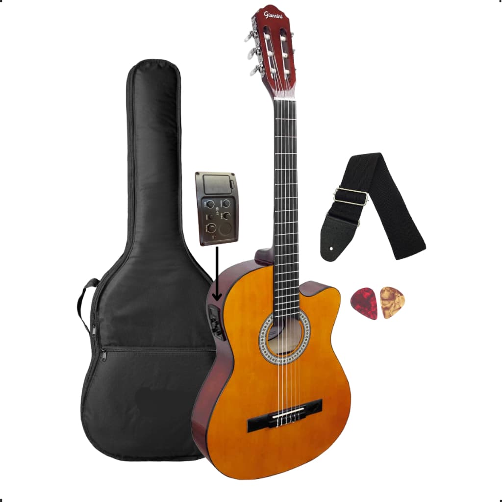 Violao Elétrico Nylon Giannini Start NF-14 CEQ NT Afinador digital embutido + Acessórios