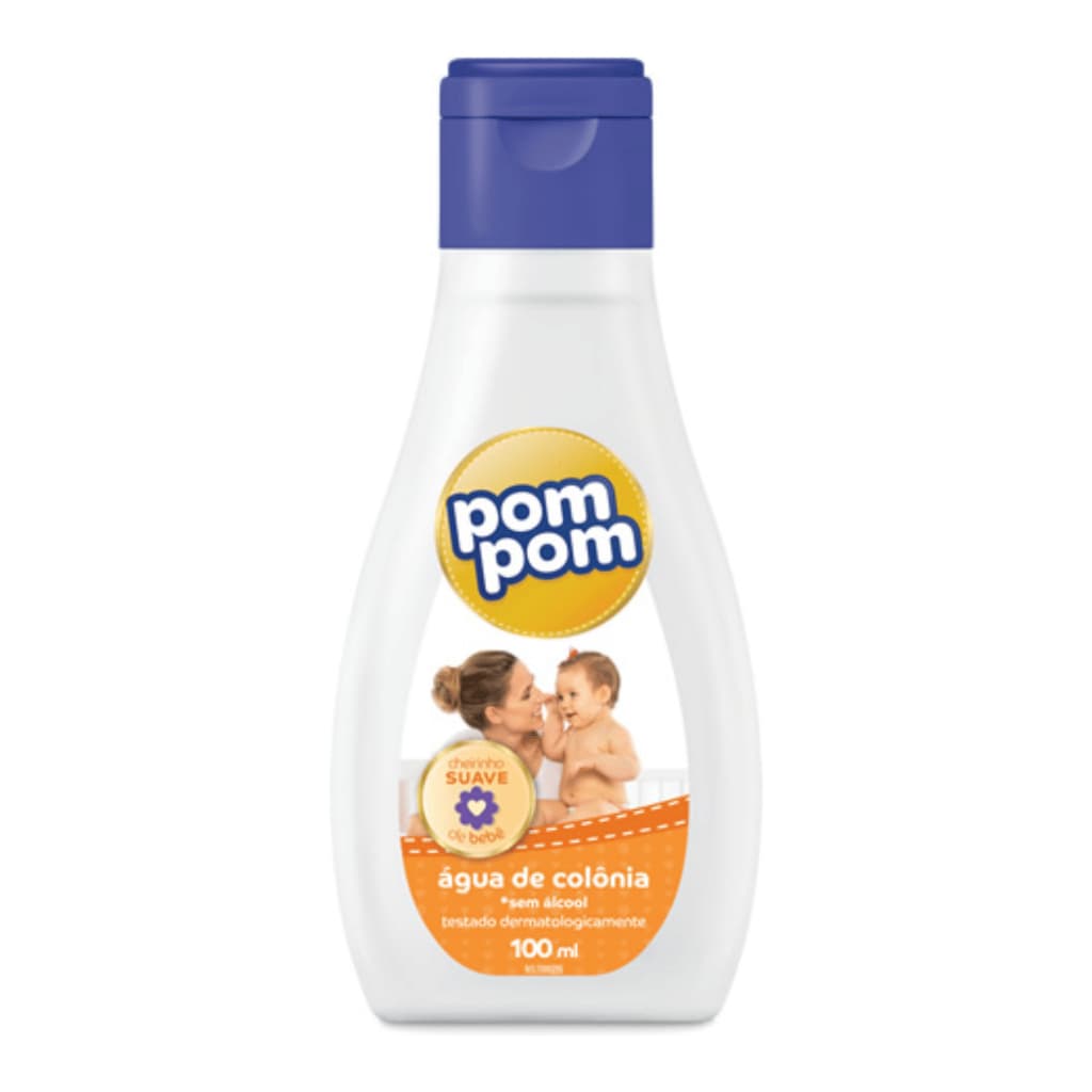 Água de Colônia Infantil POM POM 100ml Sem Álcool Testado Dermatológicamente Baby Bebê Suave
