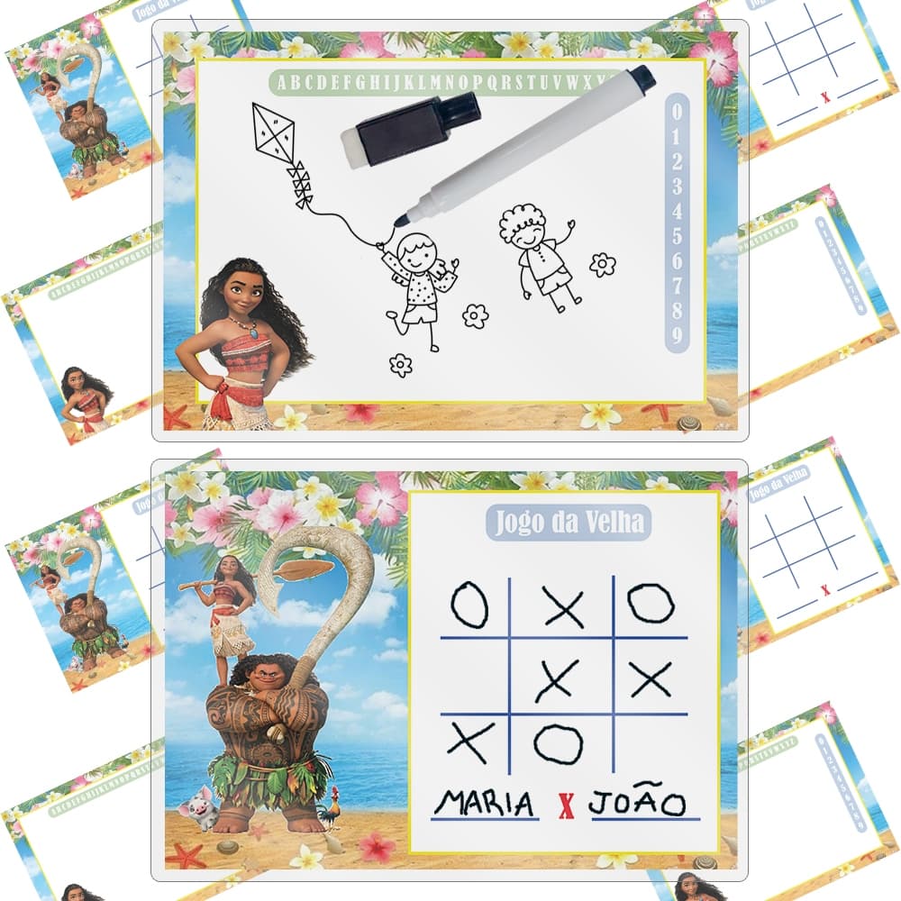 10,20 OU 30 UNIDADES LEMBRANCINHA LOUSA MÁGICA QUADRO BRANCO INFANTIL TEMA MOANA - ENVIO JÁ
