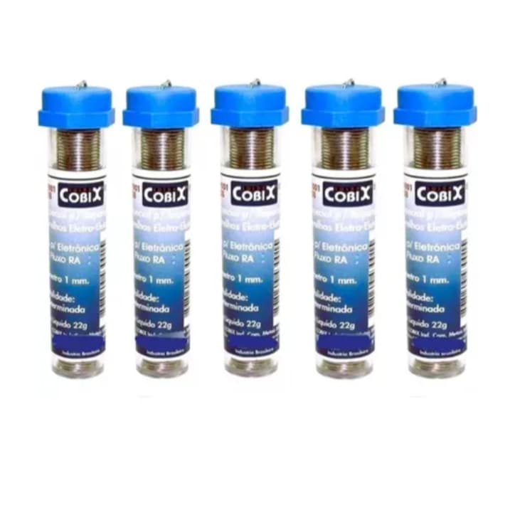Kit 05 Tubos Solda Estanho 1mm 63x37 1.0mm C/ Fluxo - Cobix1