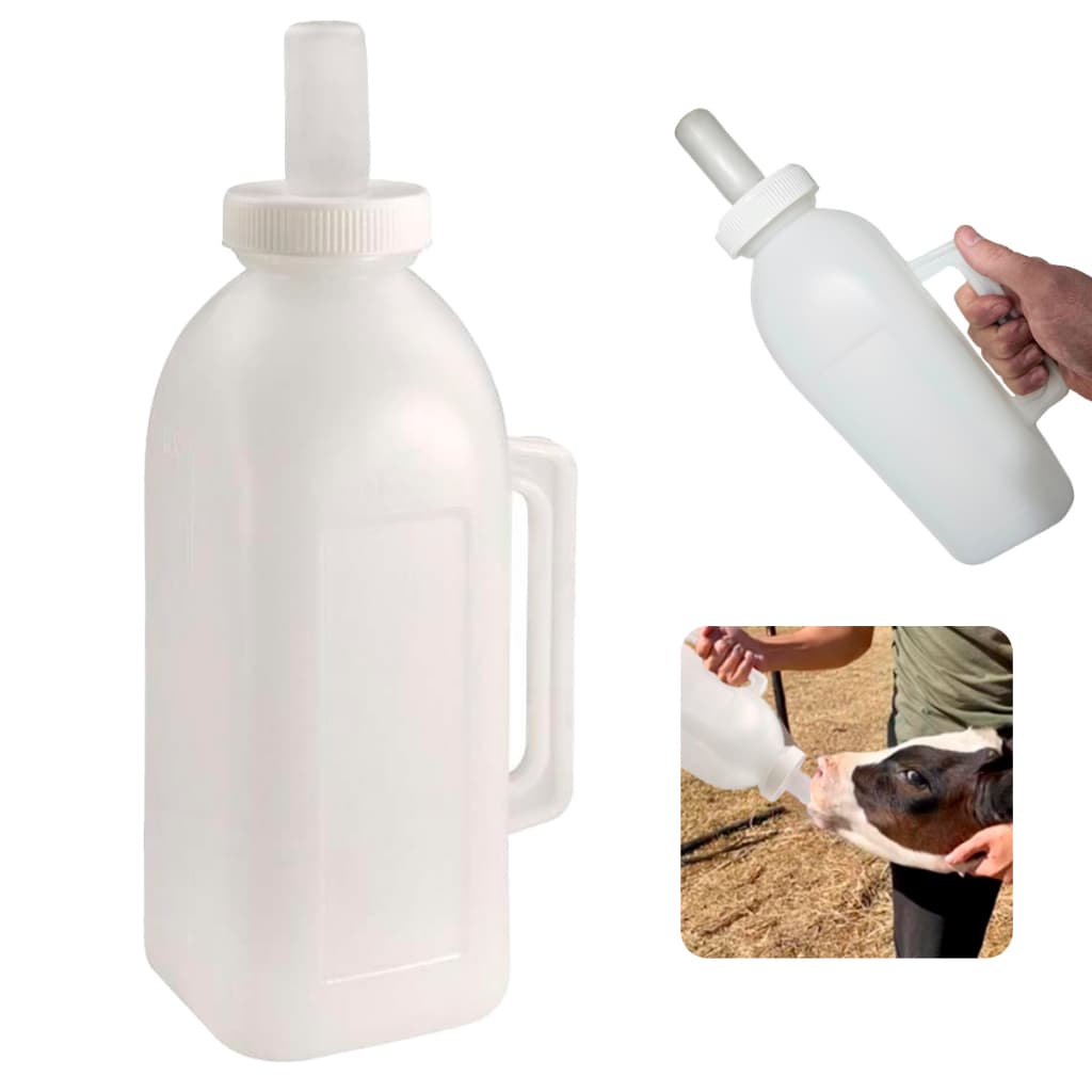 Mamadeira Para Bezerro Animais Com Cabo Alça Chupeta de Silicone Em Anel Alimentação Veterinário 2L