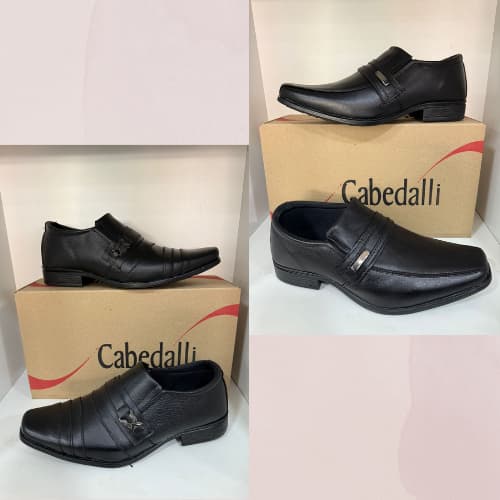 Sapato Social Masculino em Material Tecnológico com Metal Lateral Luxo Clássico Liso Fosco Cabedalli